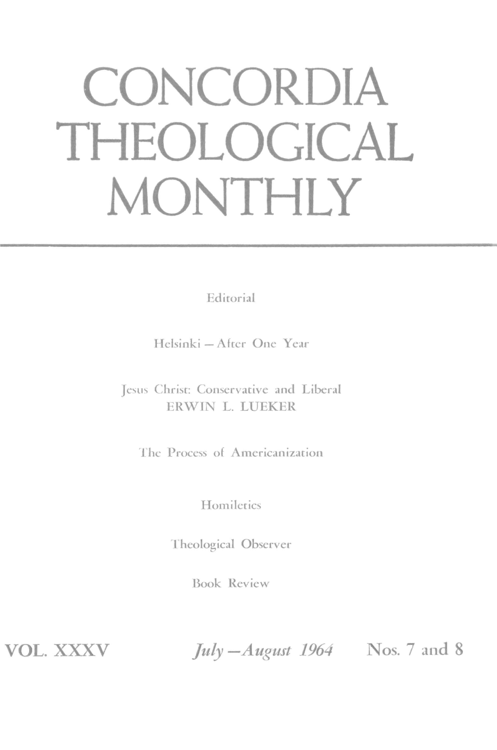 Concordia Theological Monthly