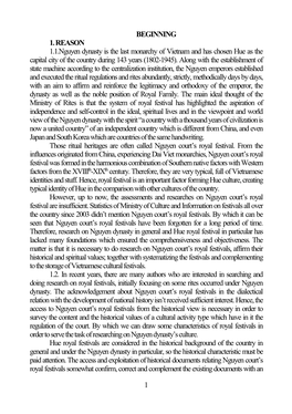 1 BEGINNING 1. REASON 1.1.Nguyen Dynasty Is the Last Monarchy of Vietnam and Has Chosen Hue As the Capital City of the Country D