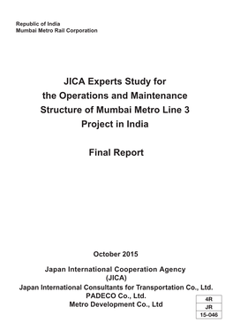 JICA Experts Study for the Operations and Maintenance Structure Of