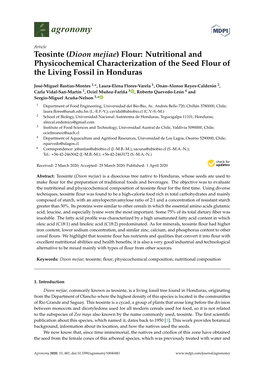 Teosinte (Dioon Mejiae) Flour: Nutritional and Physicochemical Characterization of the Seed Flour of the Living Fossil in Honduras