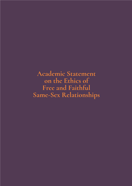 Academic Statement on the Ethics of Free and Faithful Same-Sex Relationships Table of Contents Foreword Krzysztof Charamsa