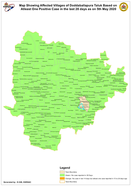 Map Showing Affected Villages of Doddaballapura Taluk Based on Atleast One Positive Case in the Last 28 Days As on 5Th May 2020