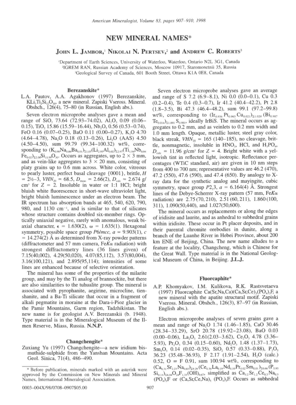 1R13;, Zrxiang.Yu (1997) Changchengite-A New Iridium Bis- Srrr,O, 0.T+ (0.02-0.35), Sio, 0.57 (0.33-0.88), P,O, {Ruthidj-Sulphl{9 !Rom the Yanshanmountains