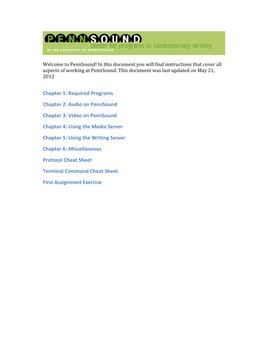 Required Programs Chapter 2: Audio on Pennsound Chapter 3