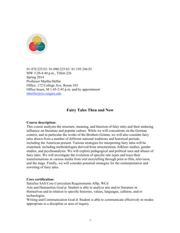 Fairy Tales Then and Now(Syllabus 2014FINAL)