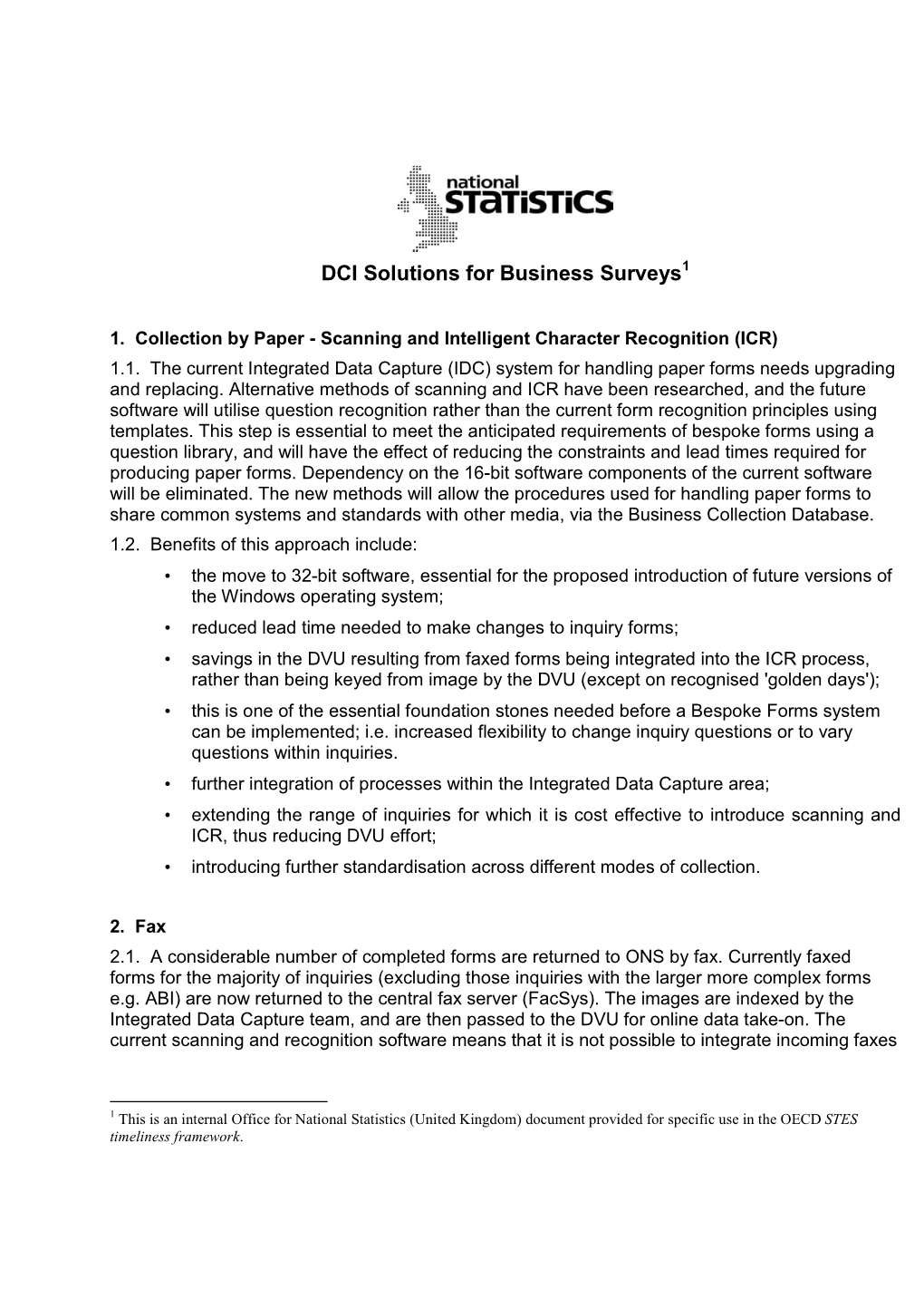 DCI Solutions for Business Surveys1