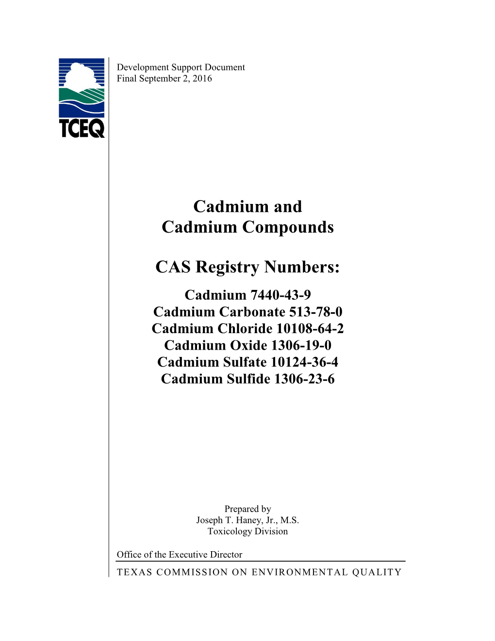 Cadmium and Cadmium Compounds