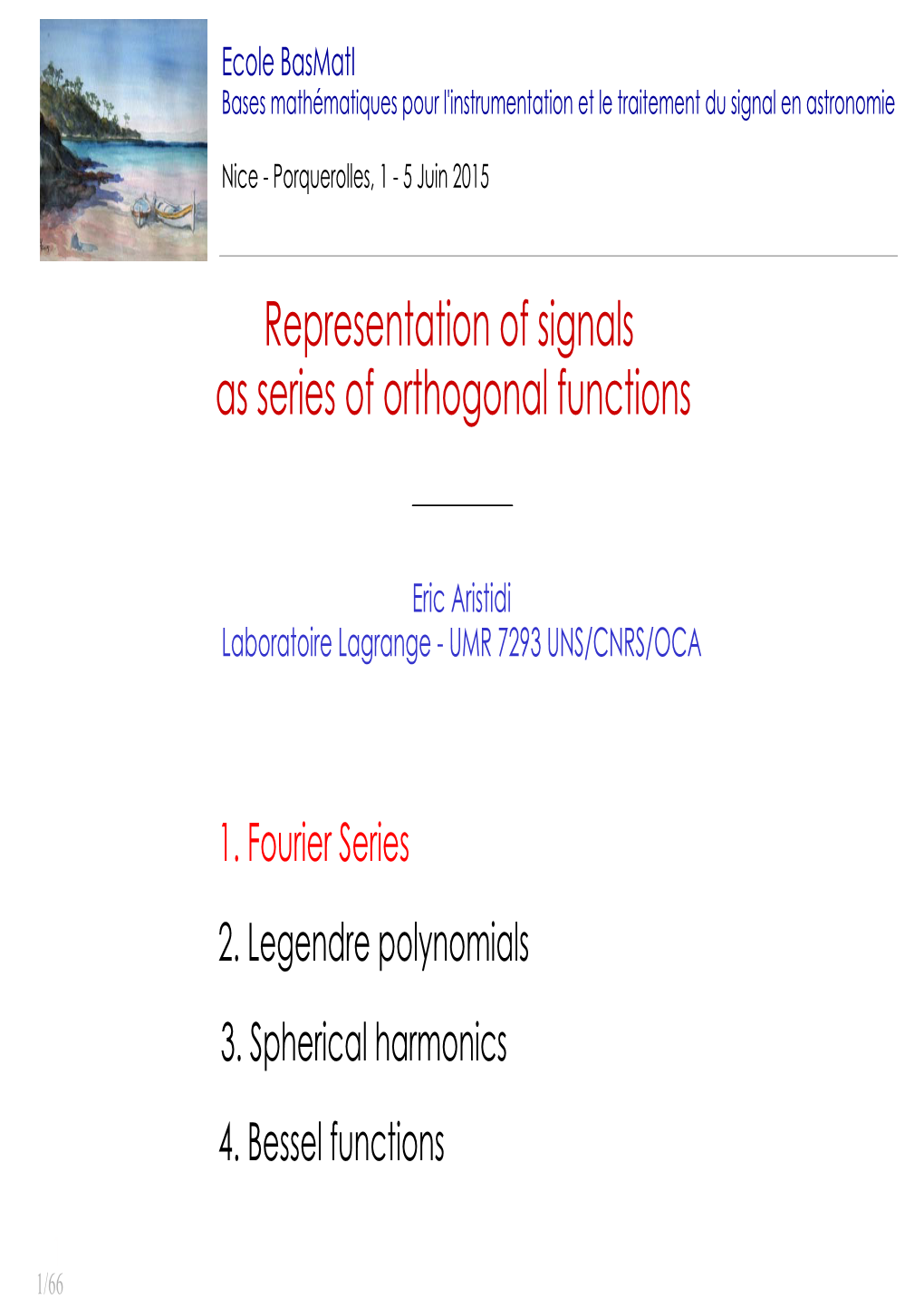 Representation of Signals As Series of Orthogonal Functions