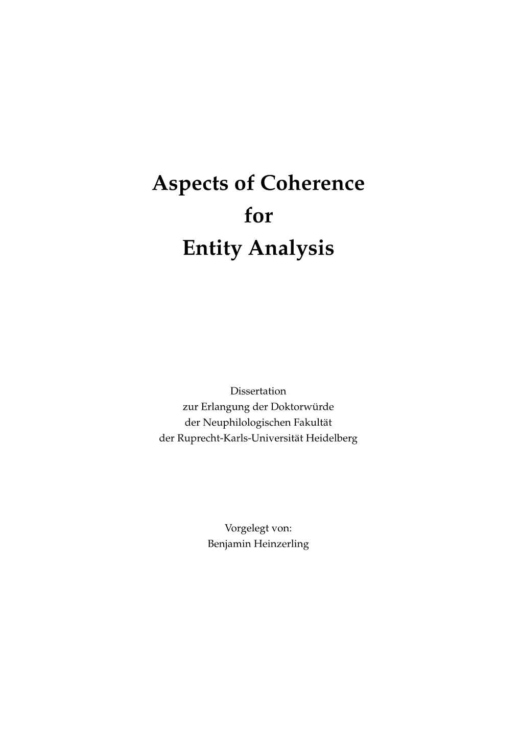 Aspects of Coherence for Entity Analysis