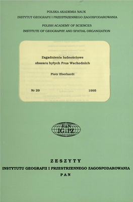 (1995) : Zagadnienia Ludnościowe Obszaru Byłych Prus W