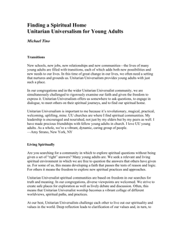Unitarian Universalism for Young Adults