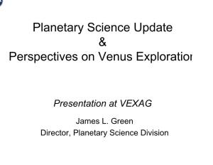 Planetary Science Update & Perspectives on Venus Exploration