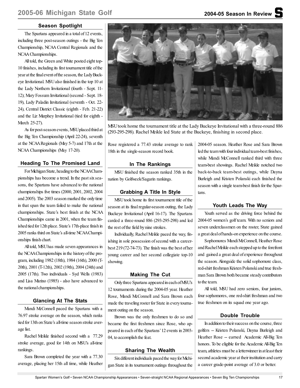 2005-06 Michigan State Golf 2004-05 Season in Review