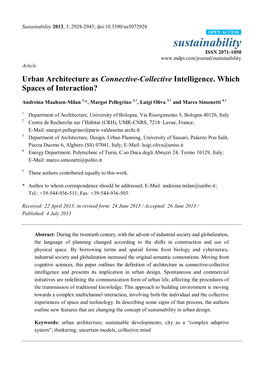 Urban Architecture As Connective-Collective Intelligence. Which Spaces of Interaction?