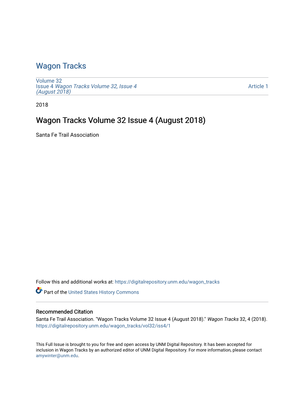 Wagon Tracks Volume 32 Issue 4 (August 2018)