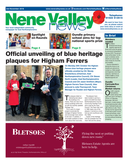 Official Unveiling of Blue Heritage Plaques for Higham Ferrers