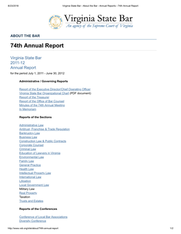 74Th Annual Report