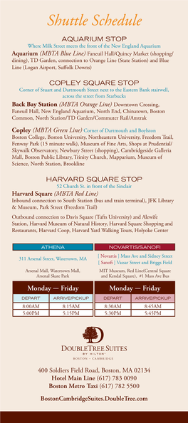 Shuttle Schedule