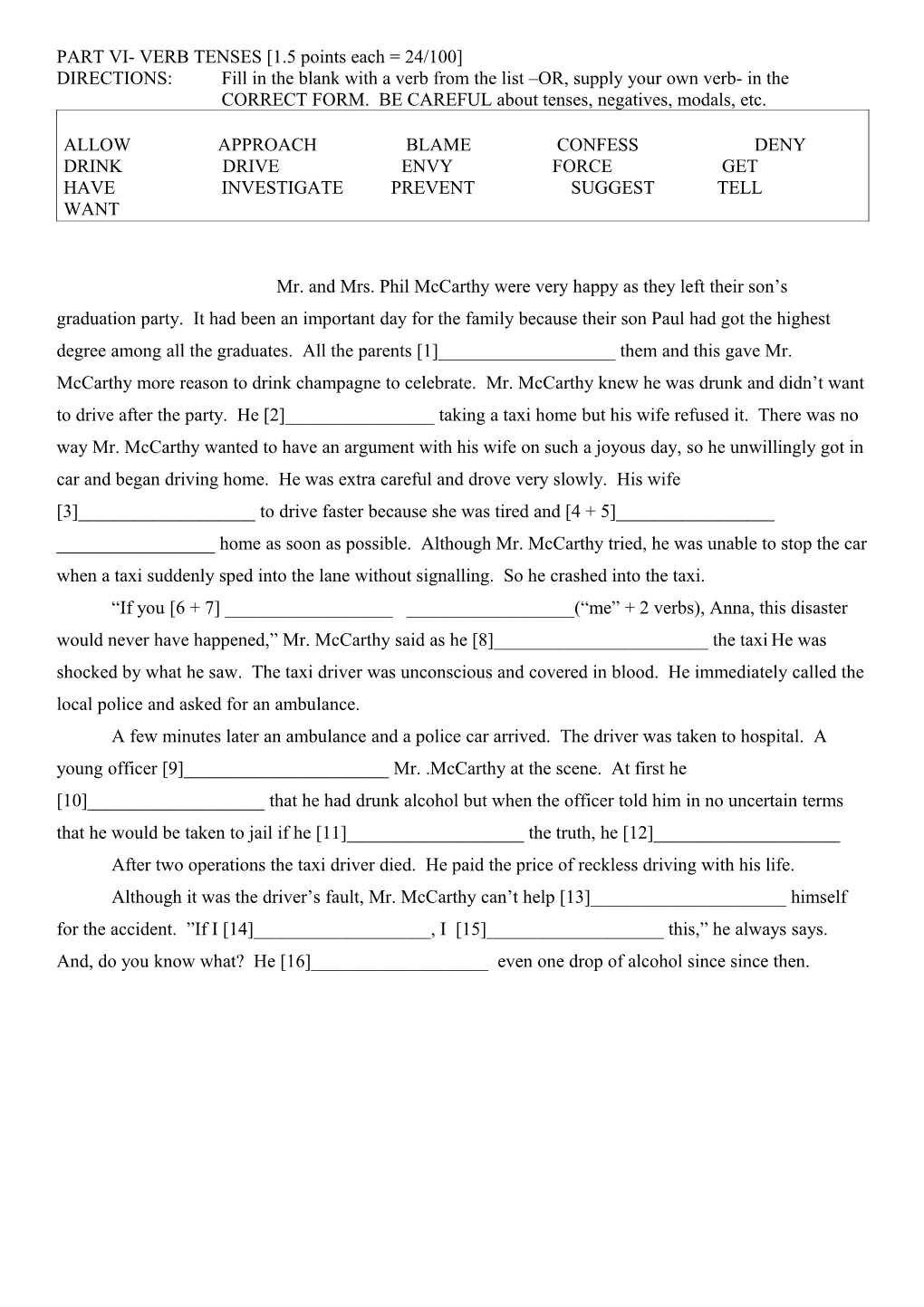 Part Vi- Verb Tenses 1