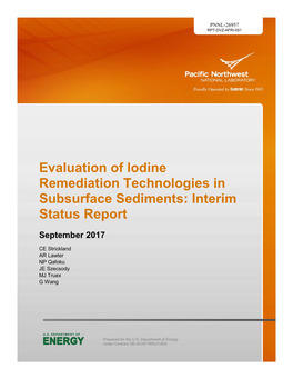Evaluation of Iodine Remediation Technologies in Subsurface Sediments: Interim Status Report September 2017