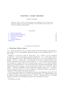 FLOER THEORIES Contents 1. Classical Invariants 1 2. Heegaard