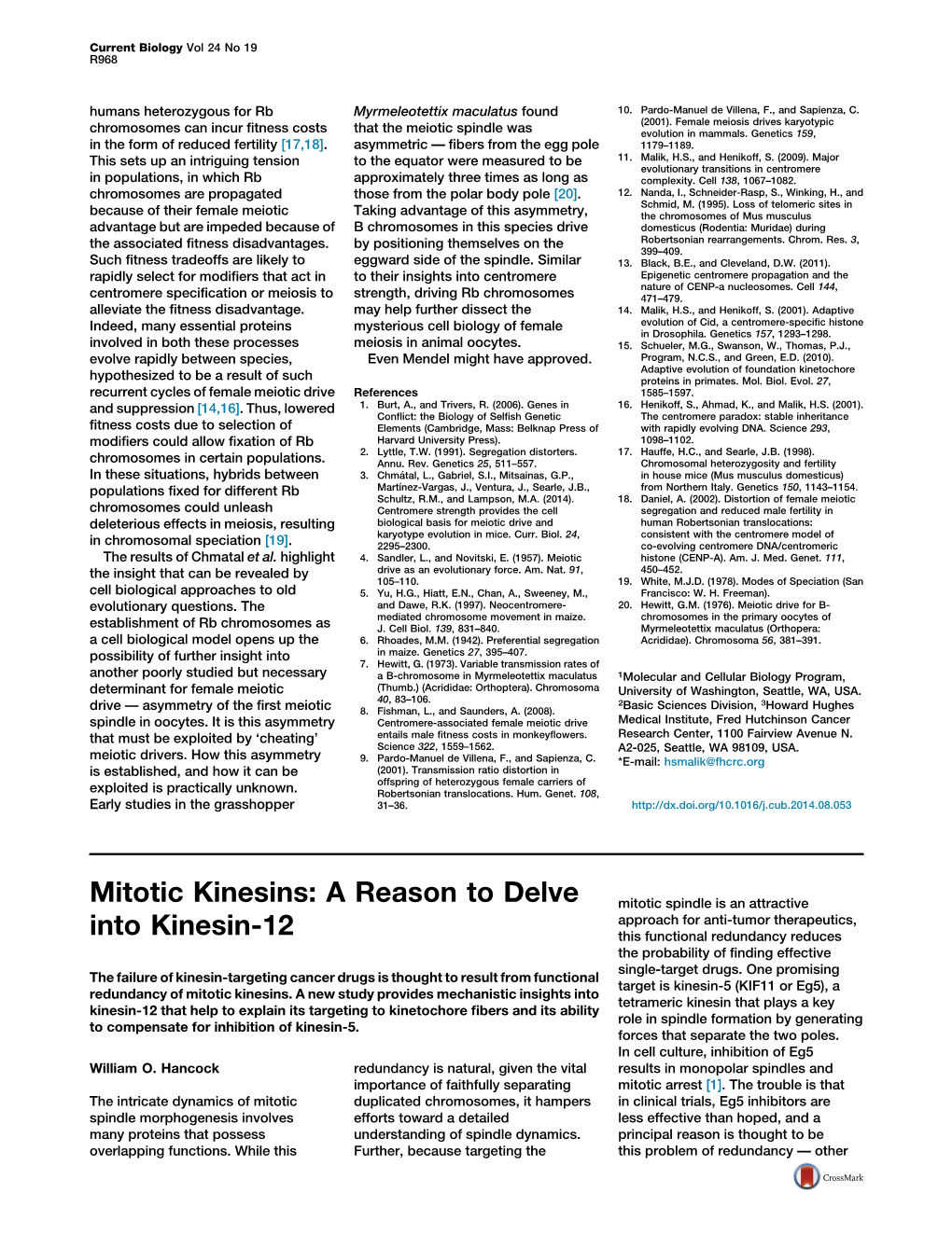 Mitotic Kinesins