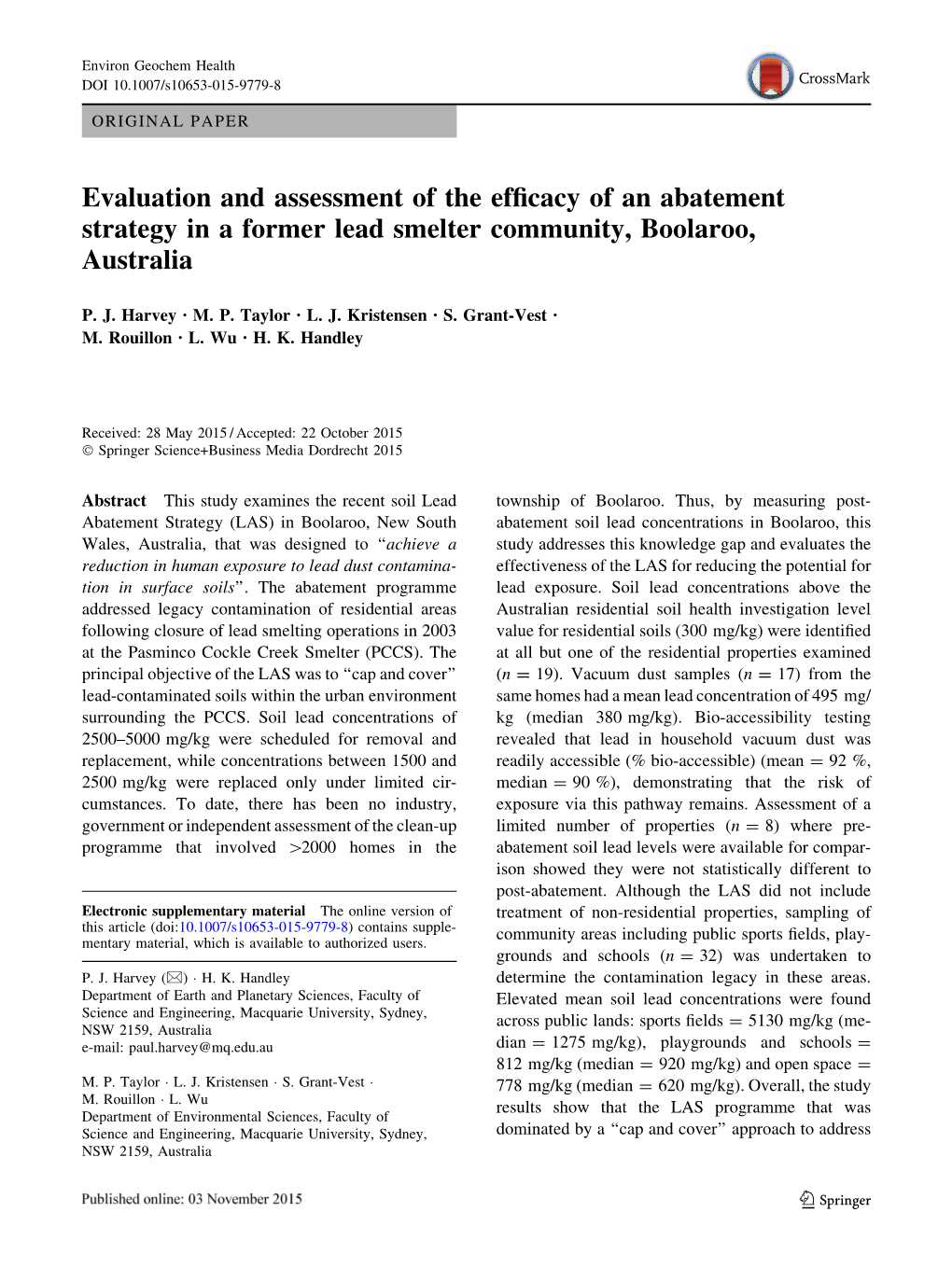 Evaluation and Assessment of the Efficacy of an Abatement Strategy In