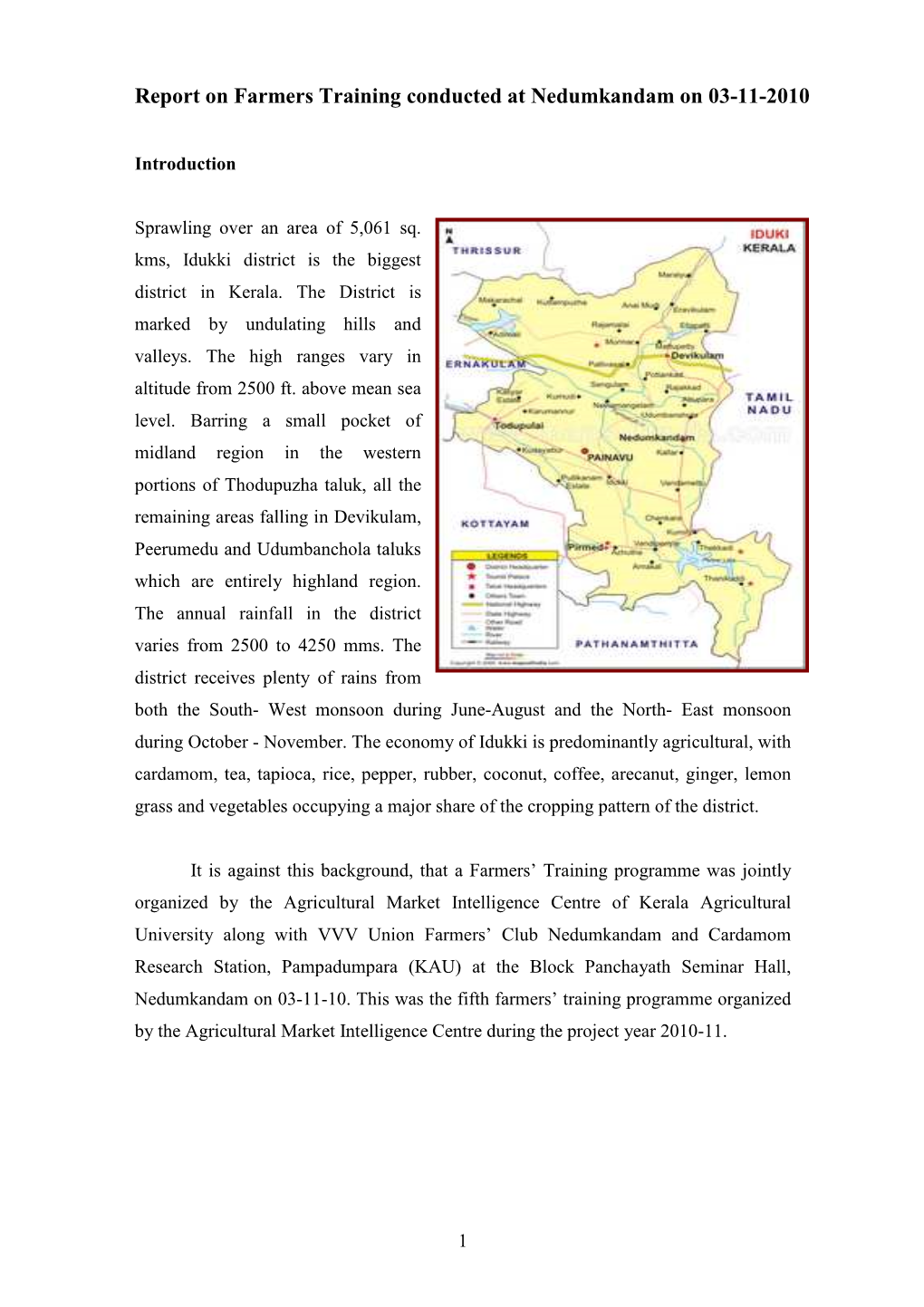 Nedumkandam Training Report