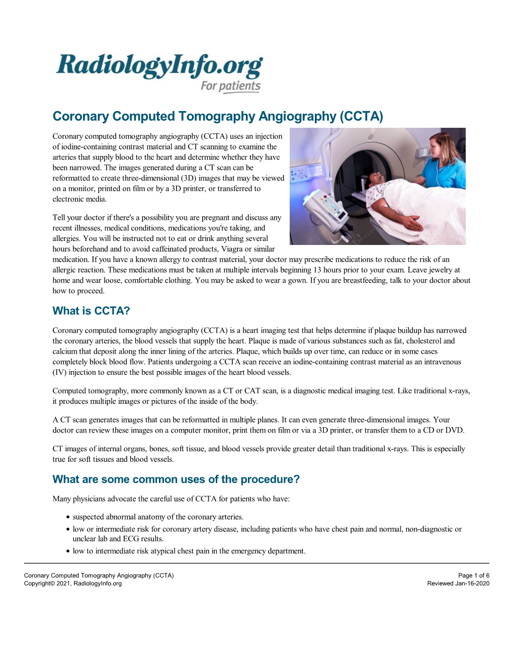Coronary Computed Tomography Angiography (CCTA)