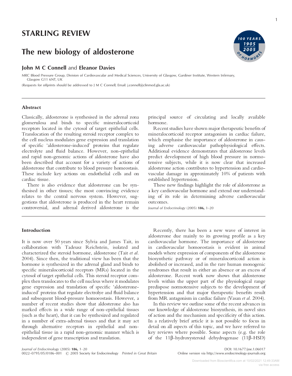 STARLING REVIEW the New Biology of Aldosterone