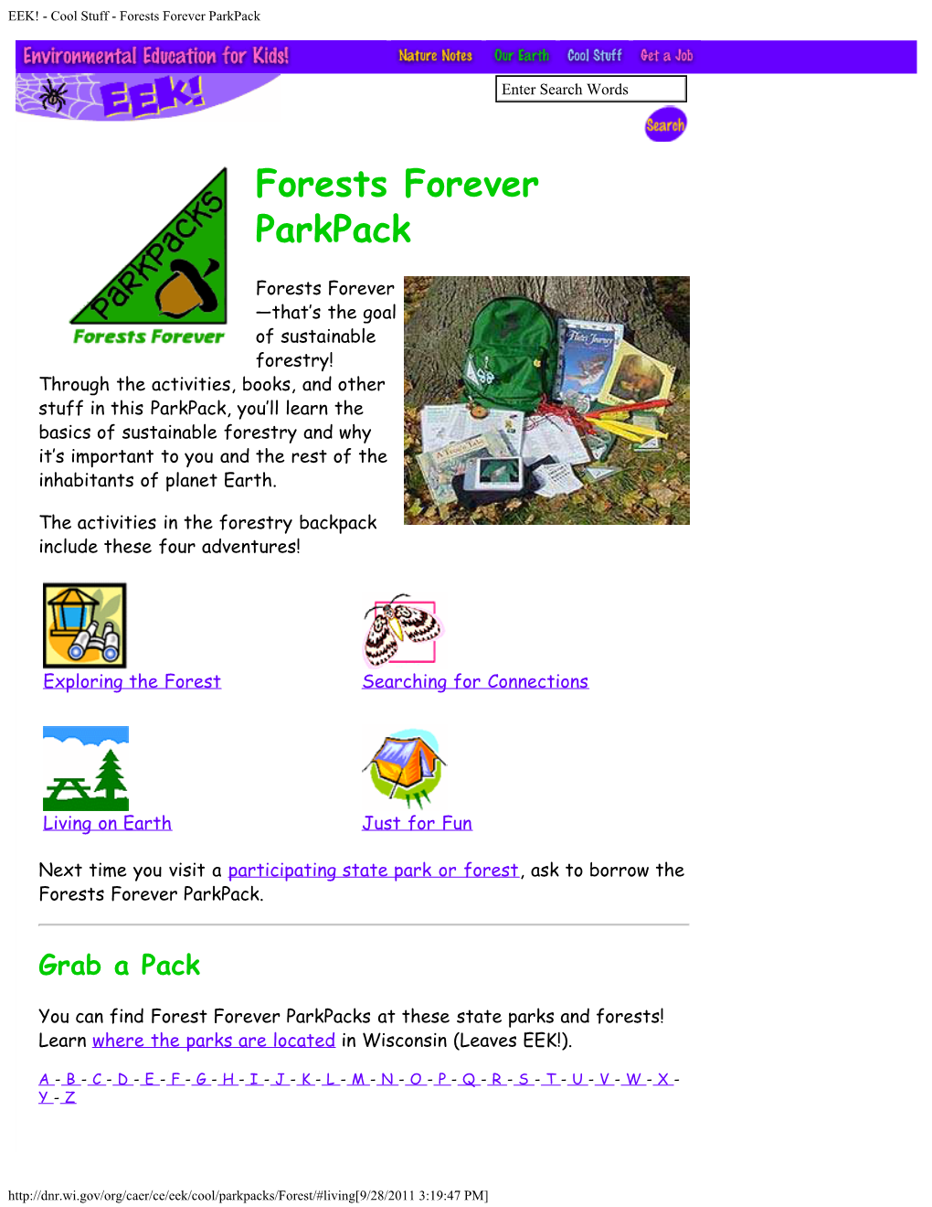 EEK! - Cool Stuff - Forests Forever Parkpack