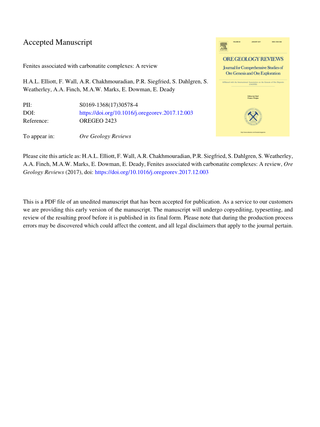 Fenites Associated with Carbonatite Complexes: a Review