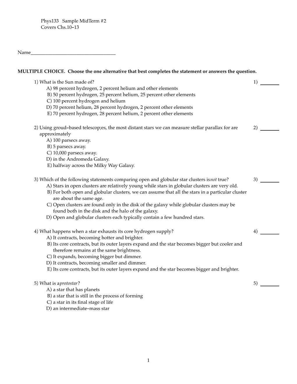 Phys133 Sample Midterm #2 Covers Chs.10-13