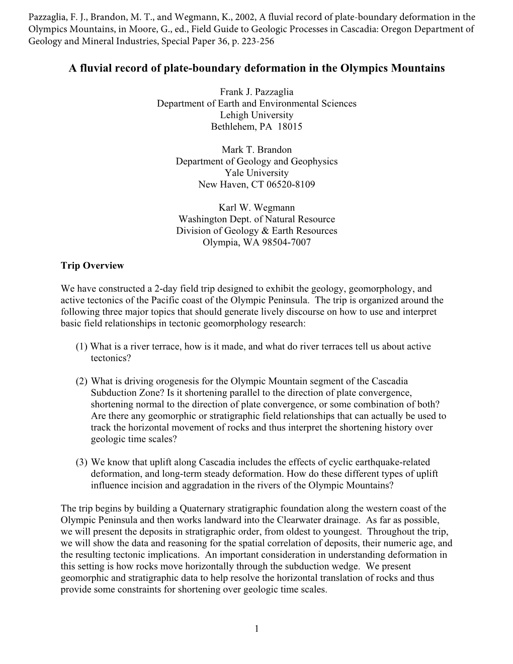 Pazzaglia2002 a Fluvial Record of Plate-Boundary