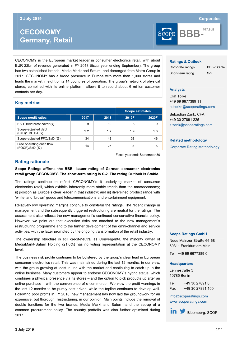 Rating Report, July 2019