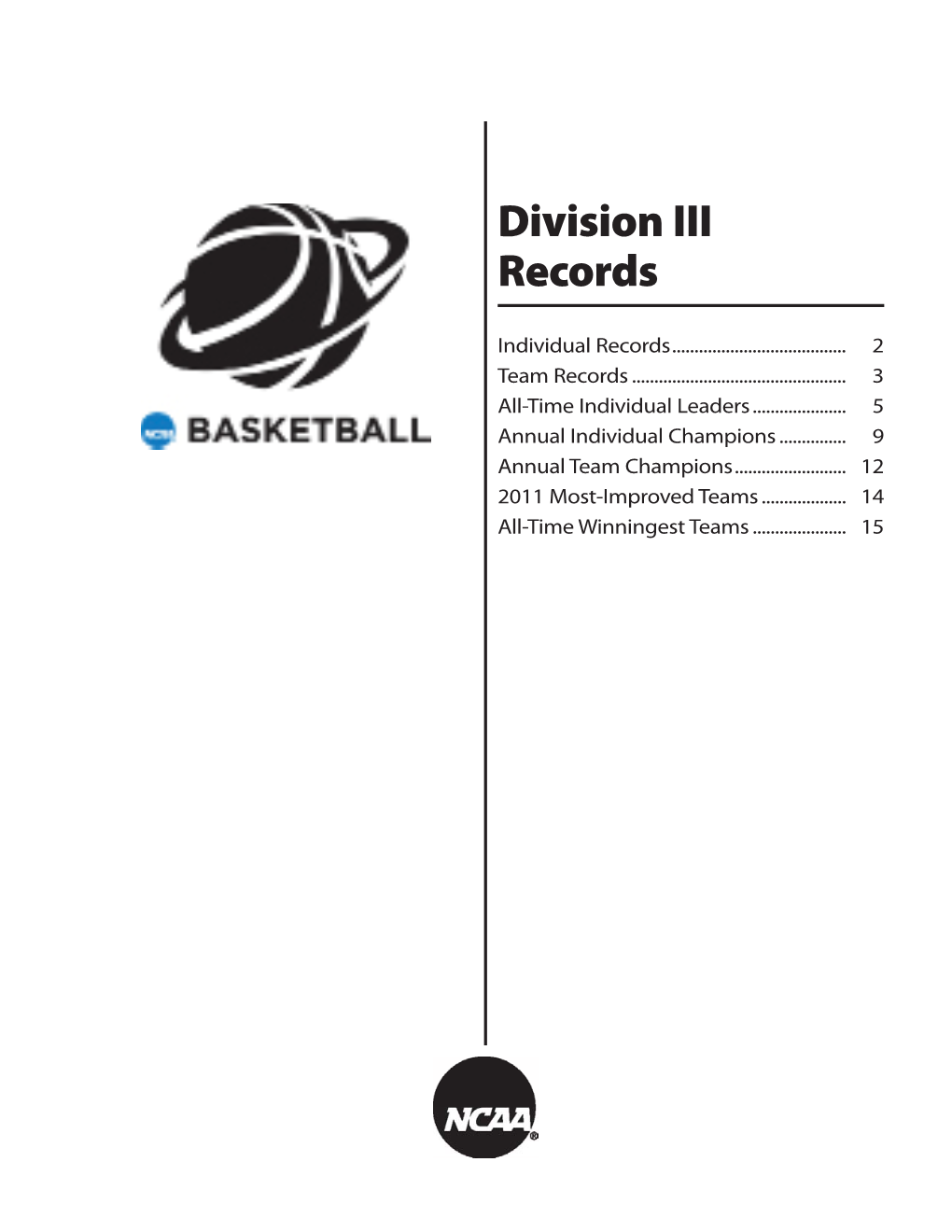 2012 Men's Basketball Records-Division