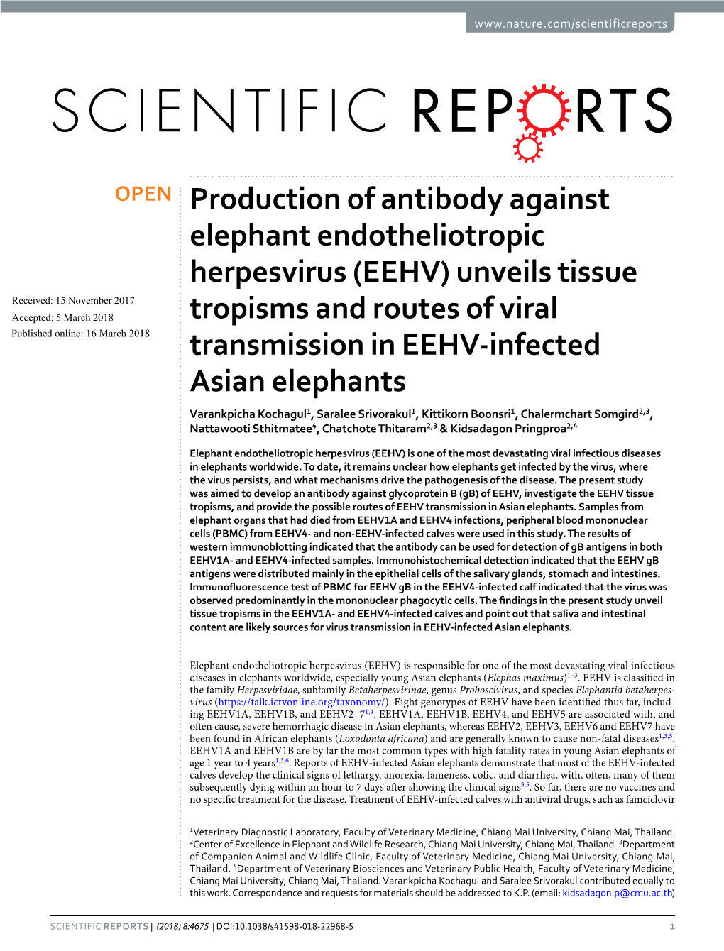 Production of Antibody Against Elephant Endotheliotropic Herpesvirus