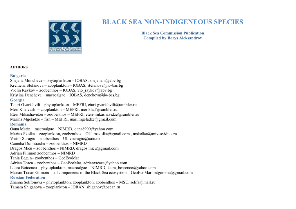 Black Sea Non-Indigeneous Species