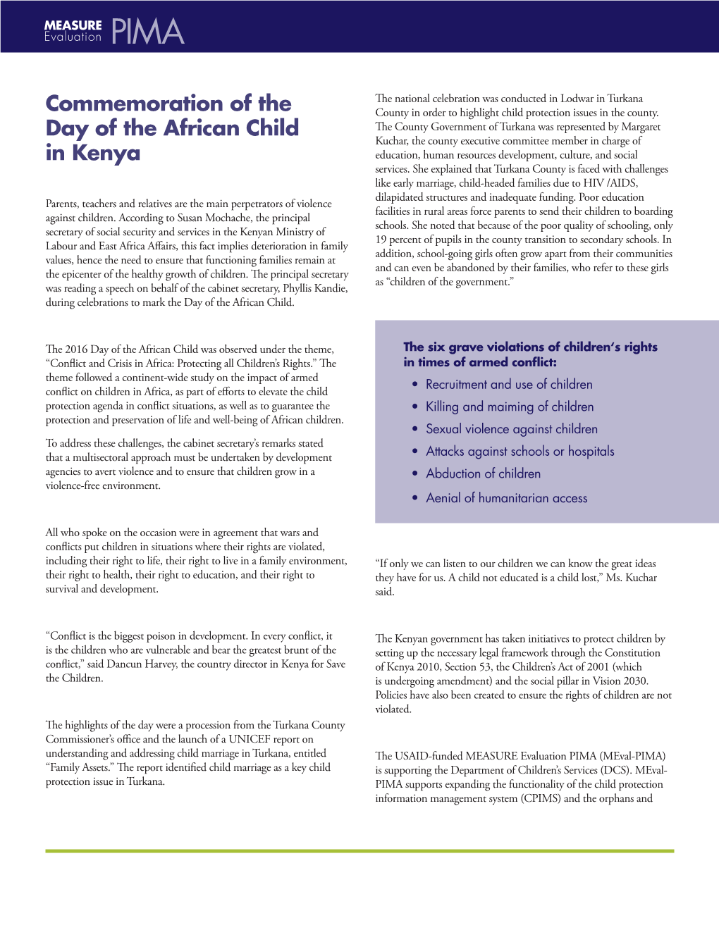 Commemoration of the Day of the African Child in Kenya