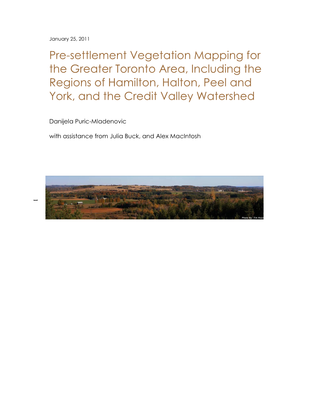 Pre-Settlement Vegetation Mapping for the Greater Toronto Area, Including The