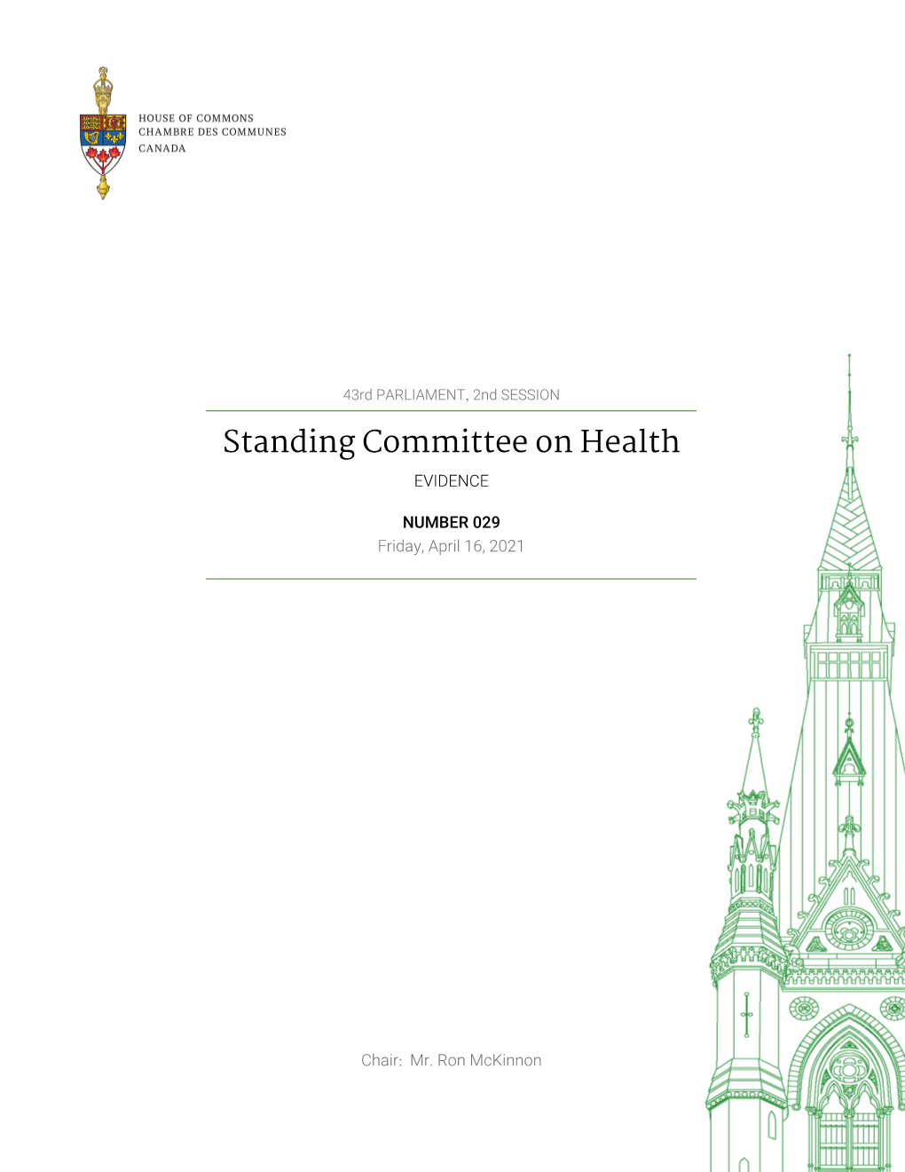 Evidence of the Standing Committee on Health