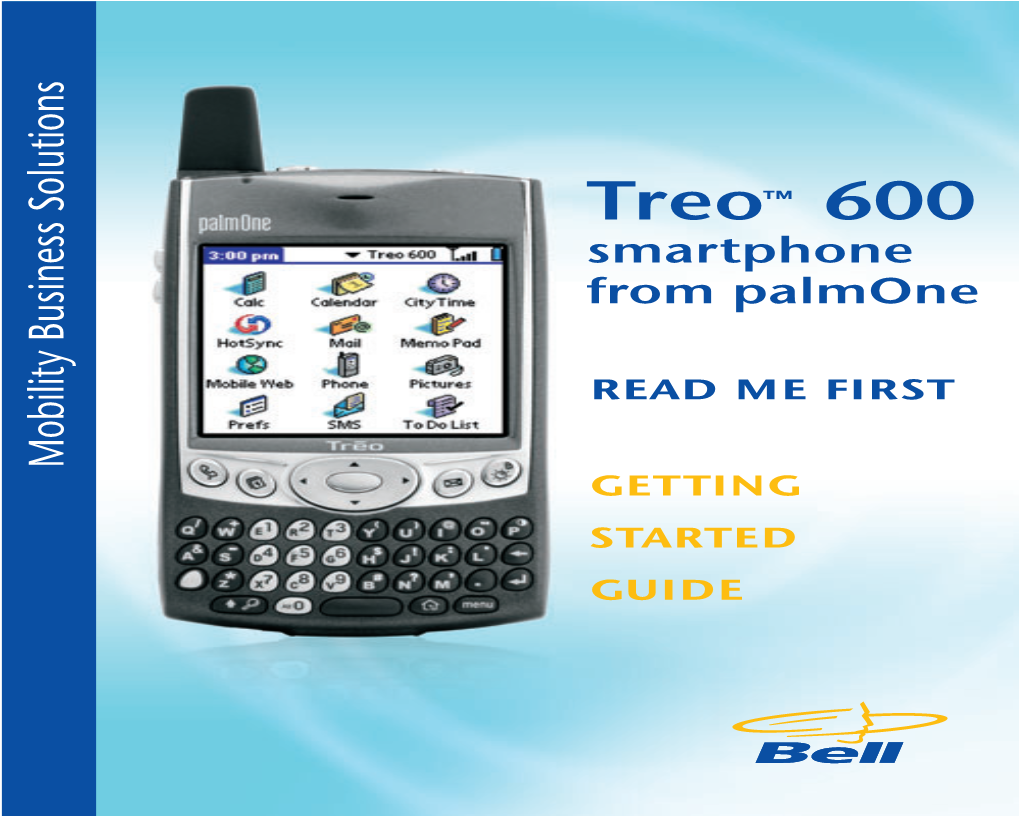 Treo 600 Bell Mobility Getting Started Guide