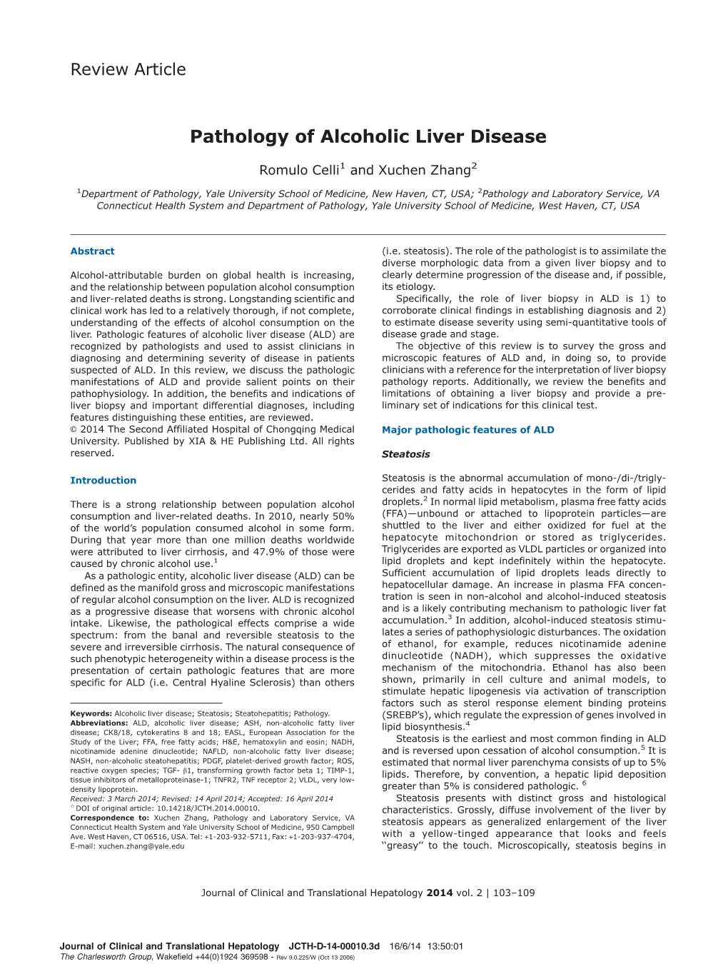 Pathology of Alcoholic Liver Disease