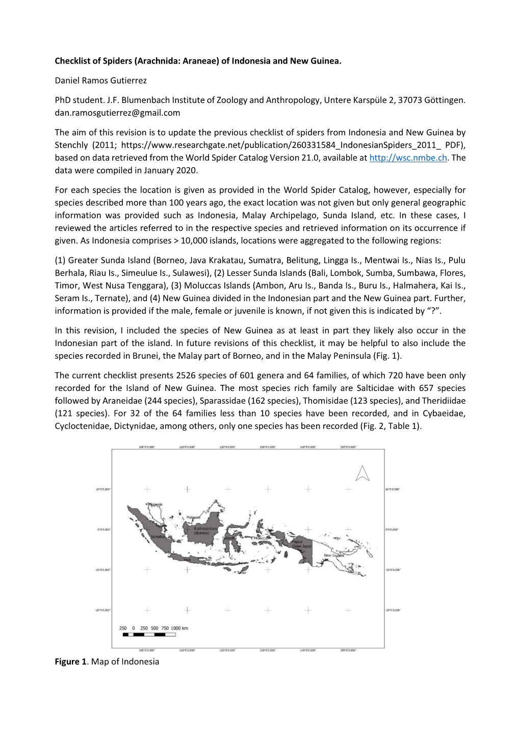 Checklist of Spiders (Arachnida: Araneae) of Indonesia and New Guinea