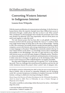 Converting Western Internet to Indigenous Internet Lessons from Wikipedia