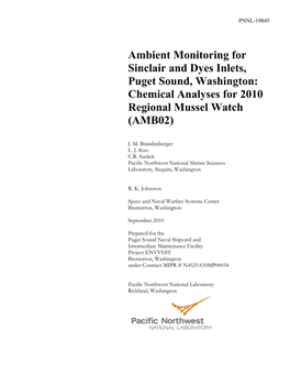 Ambient Monitoring for Sinclair and Dyes Inlets, Puget Sound, Washington: Chemical Analyses for 2010 Regional Mussel Watch (AMB02)