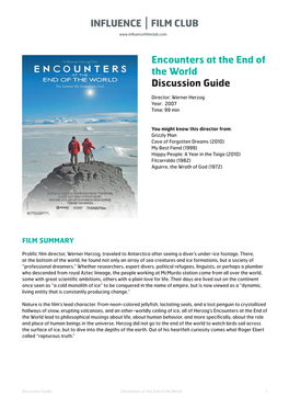Encounters at the End of the World Discussion Guide