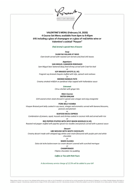 Valentines Menu 14022020