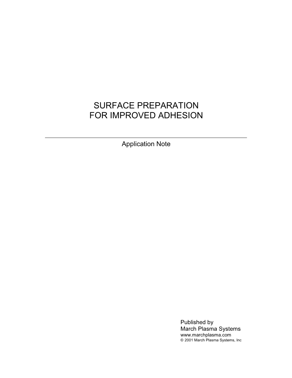 Surface Preparation for Improved Adhesion