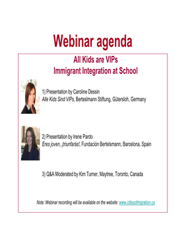 Webinar Presentation- Immigrant Integration at School